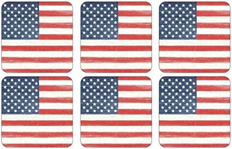 חופי אוסף הדגל האמריקניים של פמפרנל | סט של 6 | לוח מגובה קורק | עמיד בפני חום וכתמים | רכבת משקאות